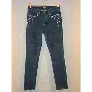 Womens Juicy Couture Black Label Skinny Embellished Jeans Size 27 Bejeweled Dark